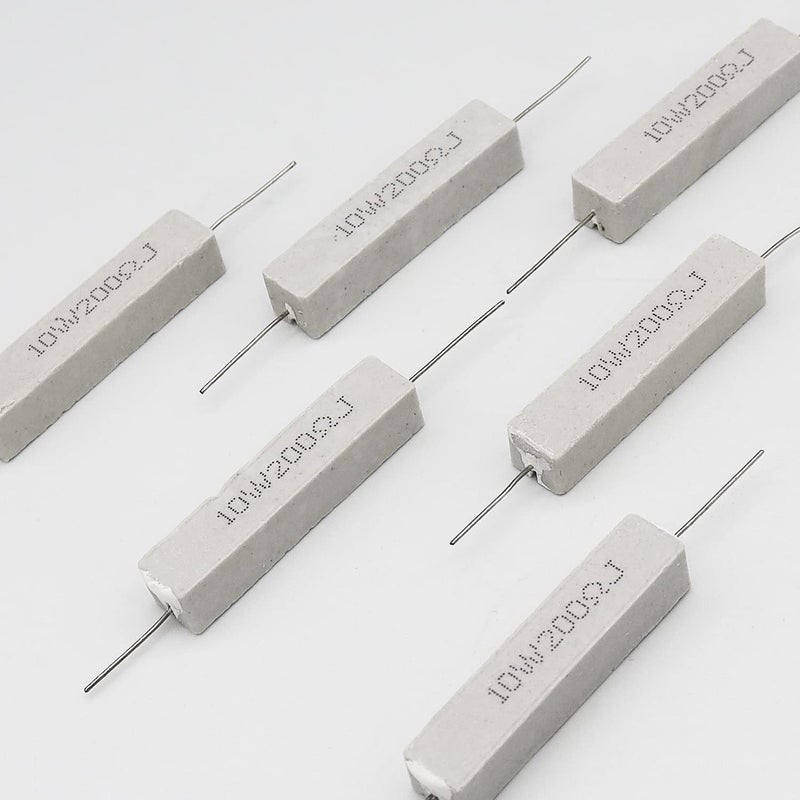 Dimlove 10W 200 Ohm 5% Cement Resistor, Axial Lead, White, 10 Pack - Image 5